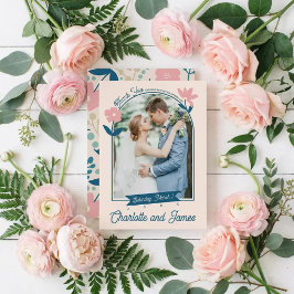 Spring Pastel Petals Flat Thank You Card Dankeskarte