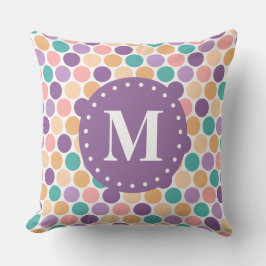 Spring Pastel Polka Dots Muster mit Monogramm Kissen