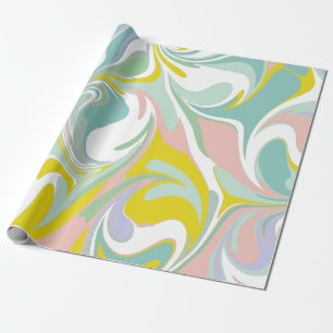 Spring Pastel Wirbel Abstraktes Marmordesign Geschenkpapier