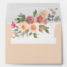 Spring Peach Blush Floral Wedding Envelope