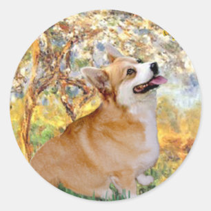 Spring - Pembroke Welsh Corgi 7b Runder Aufkleber