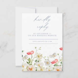 Spring Peony Watercolor Wedding Reply RSVP Card