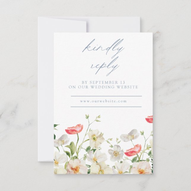 Spring Peony Watercolor Wedding Reply RSVP Card Karte (Vorderseite)
