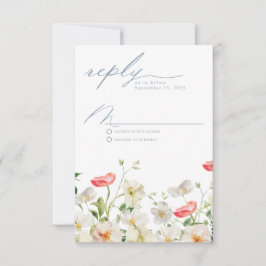 Spring Peony Watercolor Wedding Reply RSVP Card Karte