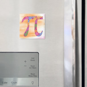 Spring Pi © Floral Mathe Symbol Pink Orange Magnet