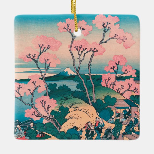 Spring Picnic unter den Blume des Kirschbaums Mont Keramikornament (Vorderseite)