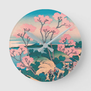 Spring Picnic unter den Blume des Kirschbaums Mont Runde Wanduhr