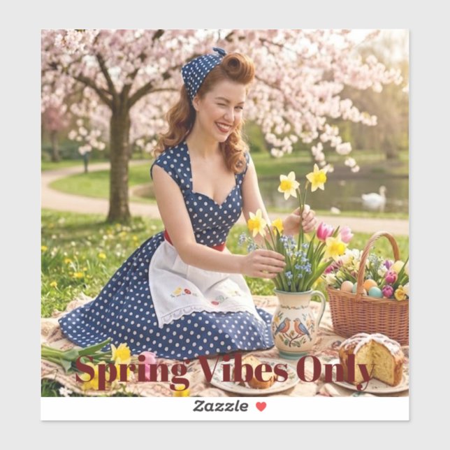 Spring Pin-Up Catch the Vibe: Vinyl Sticker (Blatt)