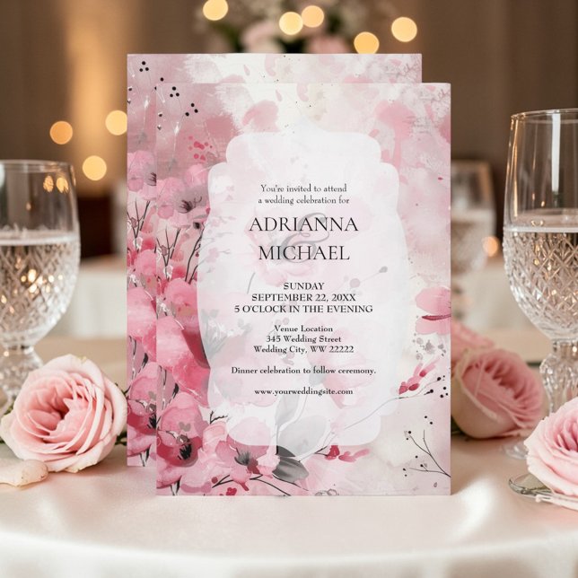Spring Pink Floral Wedding Invitation (Créateur téléchargé)