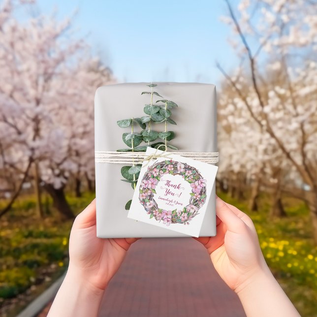 Spring Pink Floral Wreath Vielen Dank Geschenkanhänger (Von Creator hochgeladen)