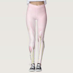 Spring Pink Garden Tulips Logo Individuelle Name Leggings