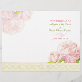 Spring Pink Peony Bi Fold Wedding Programm