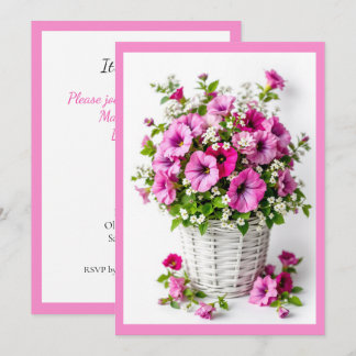 Spring Pink Petunias Personalize Party Einladung