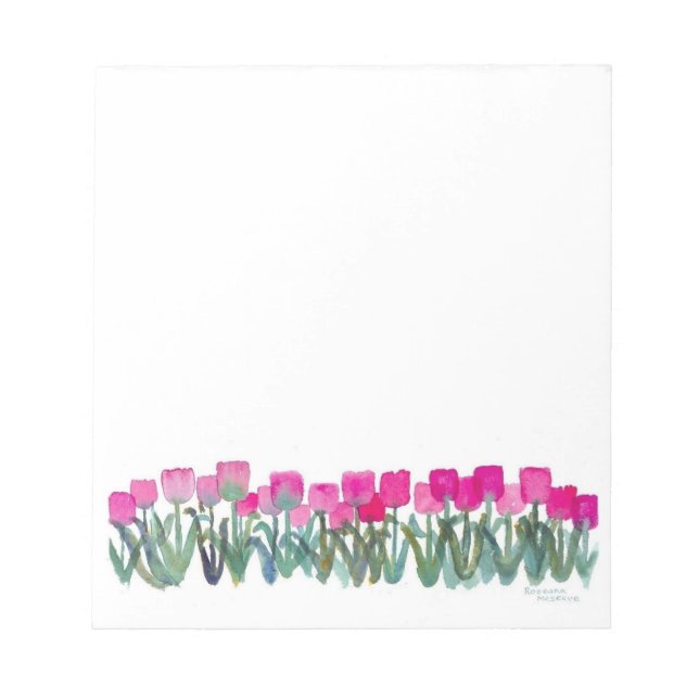Spring Pink Tulips 5,5" x 6" Notepad - 40 Seiten Notizblock (Vorderseite)