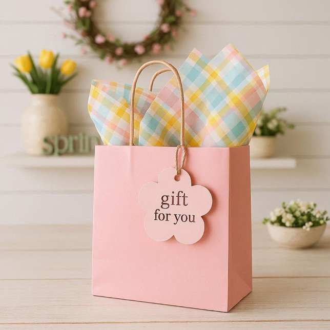 Spring Plaid Blue Pink Yellow  Seidenpapier (the gift bags features a delightful pastel plaid tissue paper, perfect for spring to your gift bag)