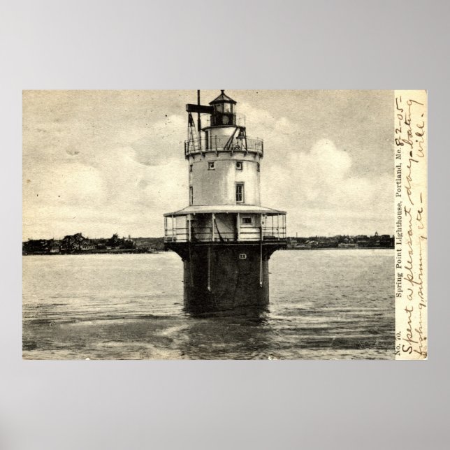 Spring Point Leuchtturm, Portland Maine 1905 Poster (Vorne)