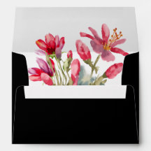 Spring Poppies Black Wedding Einladung Envelope