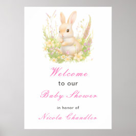 Spring Rabbit Baby Dusche Poster