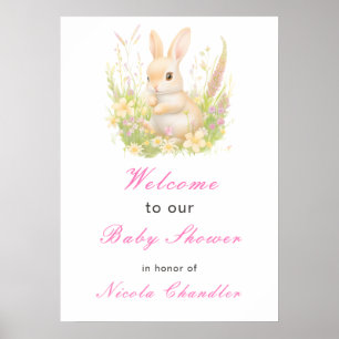 Spring Rabbit Baby Dusche Poster