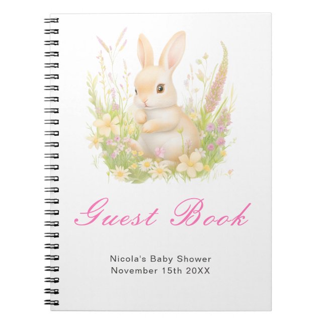 Spring Rabbit Baby Shower Guest Book Notizblock (Vorderseite)