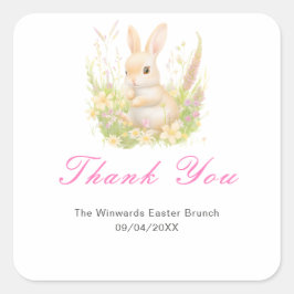Spring Rabbit Easter Brunch Quadratischer Aufkleber