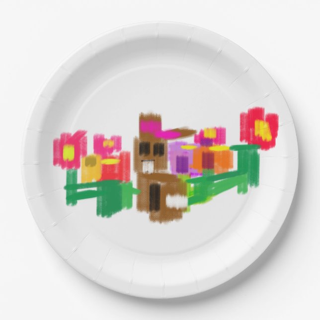 Spring Rabbit Pappteller (Vorderseite)