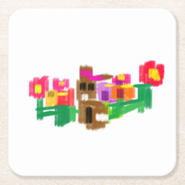 Spring Rabbit Rechteckiger Pappuntersetzer