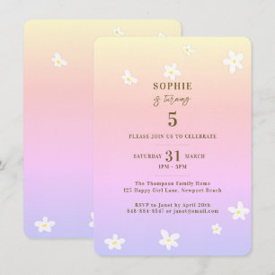 Spring Rainbow White Daisies Girl Birthday Party Einladung