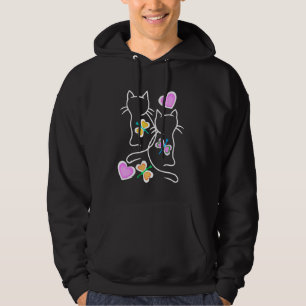 Spring Retro Cats 80er 90s Kittens Butterflies Chi Hoodie