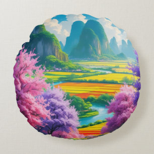 "Spring Reverie - Cherry Blossom Fantasy Rundes Kissen