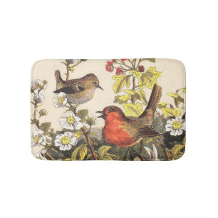 Spring Robin Birds Red Vogelbeobachtung Badematte