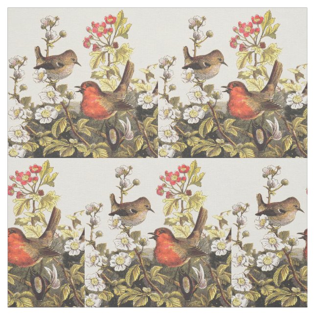 Spring Robin Birds Red Vogelbeobachtung Stoff (Muster)