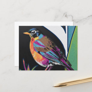 Spring Robin Collage Postkarte