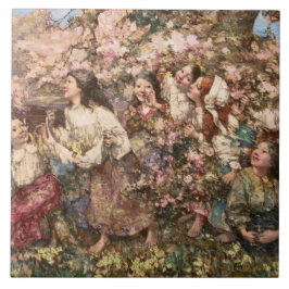 Spring Roundelay (von Edward Atkinson Hornel) Fliese