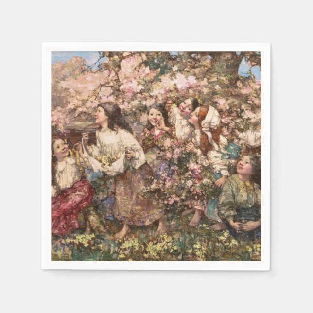 Spring Roundelay (von Edward Atkinson Hornel) Serviette (Vorderseite)
