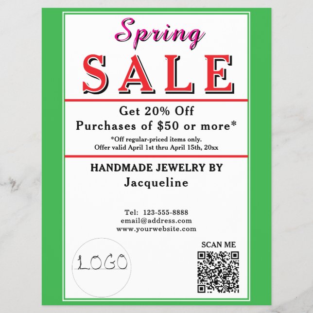 Spring Sale Jewelry Green White Heart Flyer (Vorne)