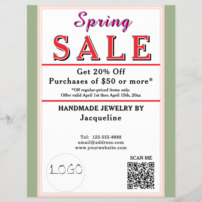 Spring Sale Sage Blush BACKSIDE Heart Flyer (Vorne)