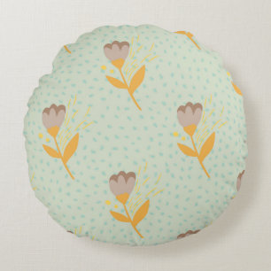 Spring seamless folk flower doodle pattern. Hand d Rundes Kissen