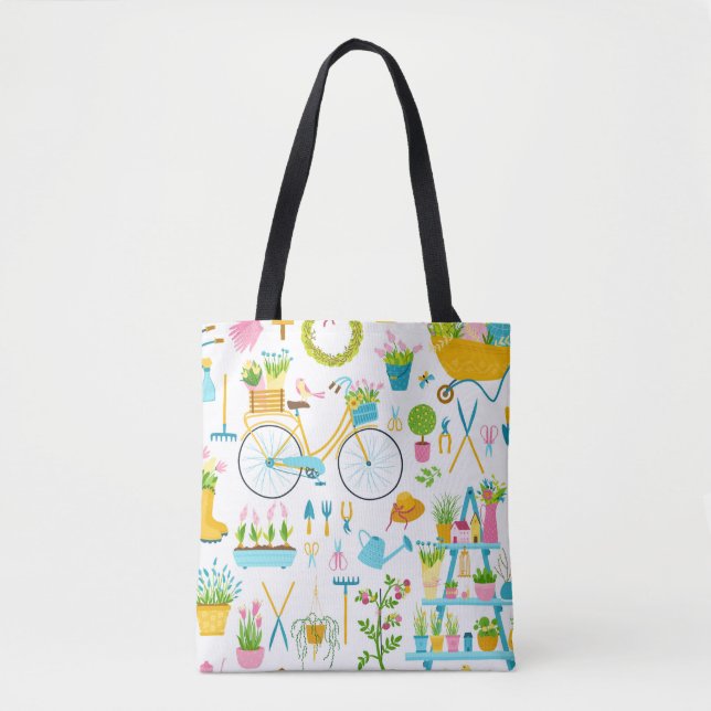 Spring seamless pattern in simple hand-drawn carto tasche (Vorderseite)