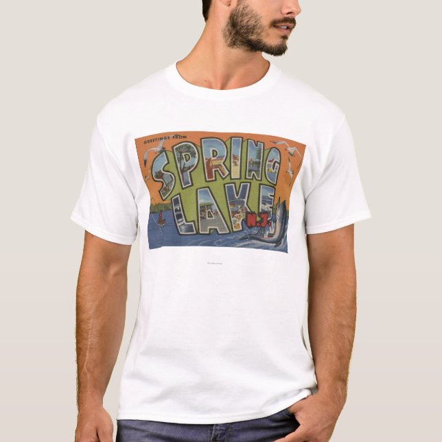 Spring See, New-Jersey - große Buchstabe-Szenen T-Shirt (Vorderseite)