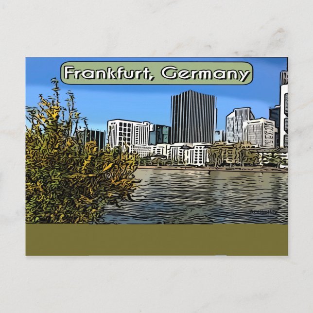 Spring Skyline von Frankfurt, Deutschland Postkarte (Vorderseite)
