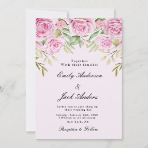 Spring Soft Pink Floral elegante Hochzeit Einladung