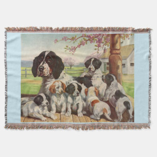 Spring Spaniel Mom and Welpen Decke
