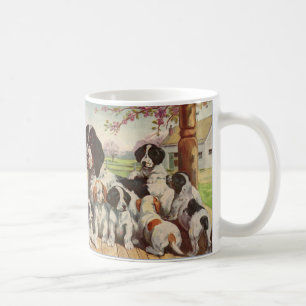 Spring Spaniel Mom and Welpen Kaffeetasse