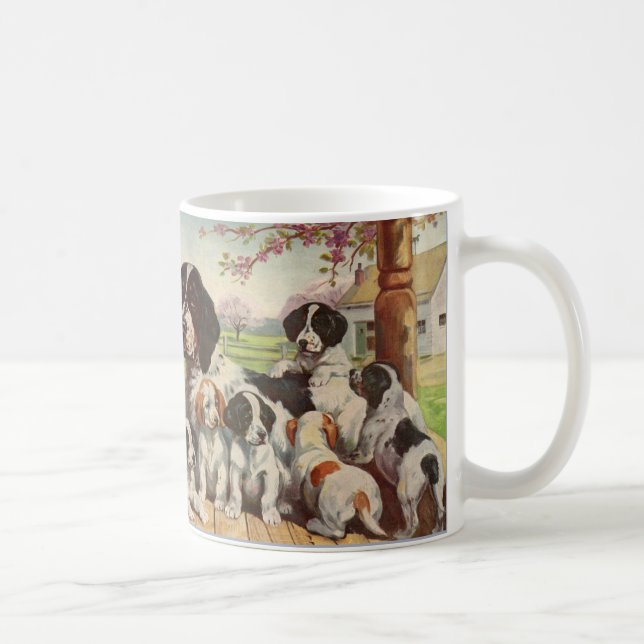 Spring Spaniel Mom and Welpen Kaffeetasse (Rechts)