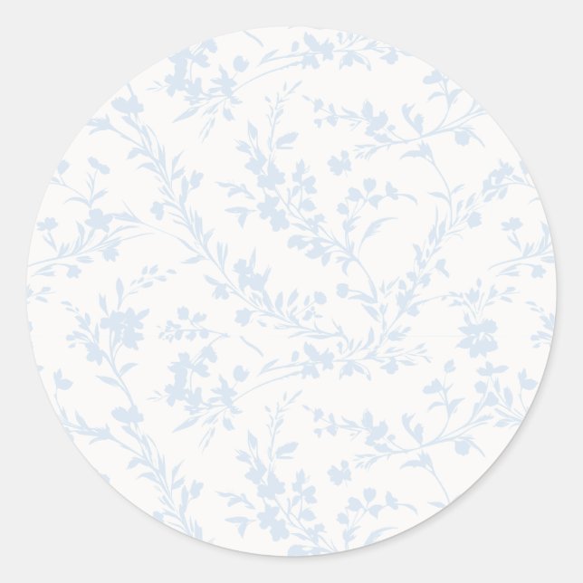 Spring Sprigs Powder Blue - Neutral Runder Aufkleber (Vorderseite)