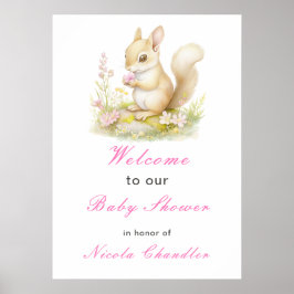 Spring Squirrel Baby Dusche Poster