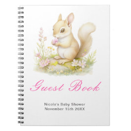 Spring Squirrel Baby Shower Guest Book Notizblock