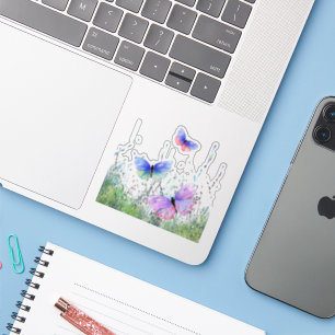Spring Sticker Butterflies Flying in Nature