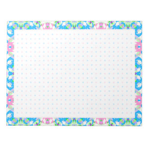 Spring Summer Blue Pink Dot Grid BuJo Planner Notizblock